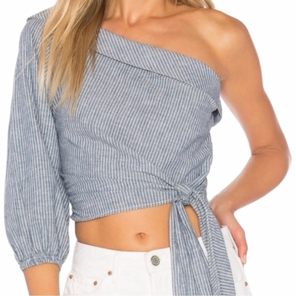 NEW Free People Get Down Striped One-Shoulder Top Size XS